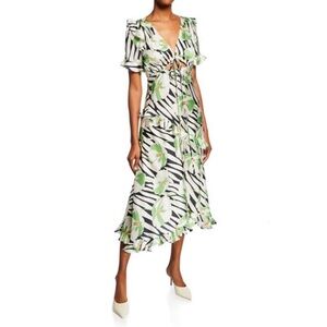 Jill Jill Stuart Estelle Floral-Print Satin Ruffle Dress Cutout Size 6